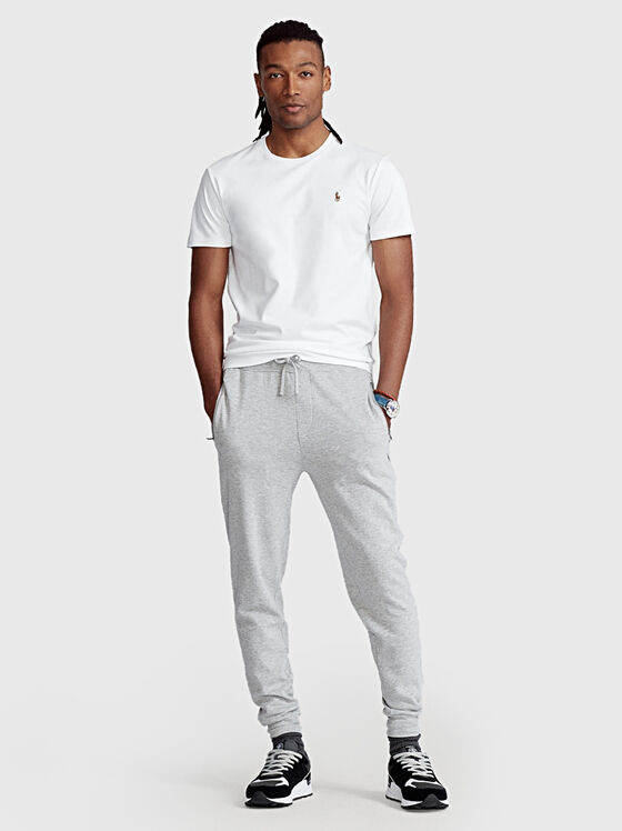 White cotton tee with logo embroidery - 2