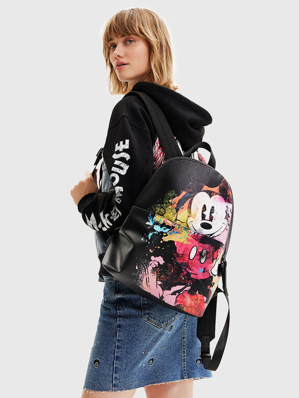 MICKEY black backpack with colorful print - 2
