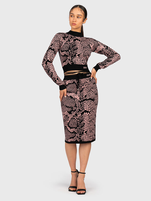 Knit skirt with animal print - 4