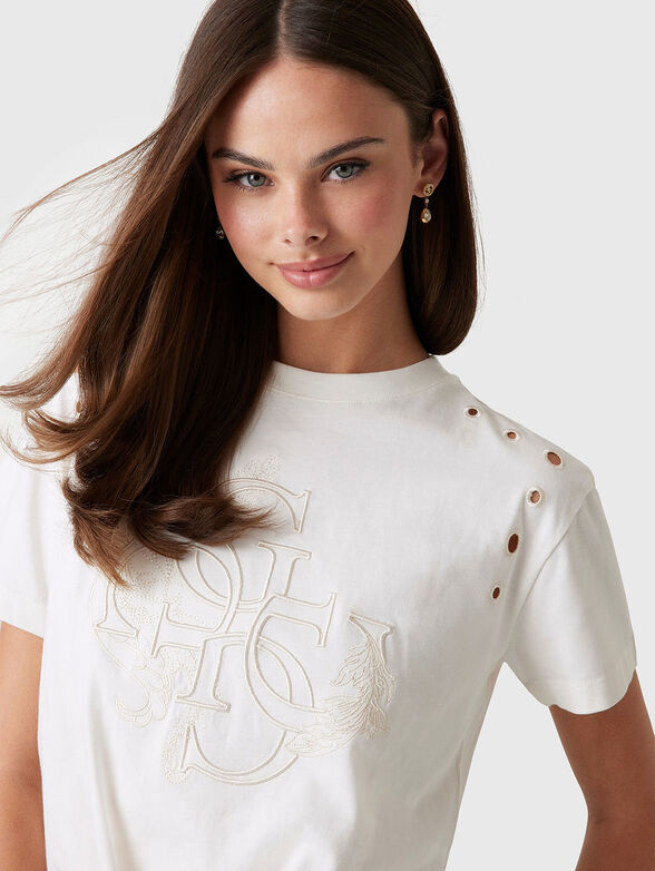Cropped T-shirt with logo embroidery - 3