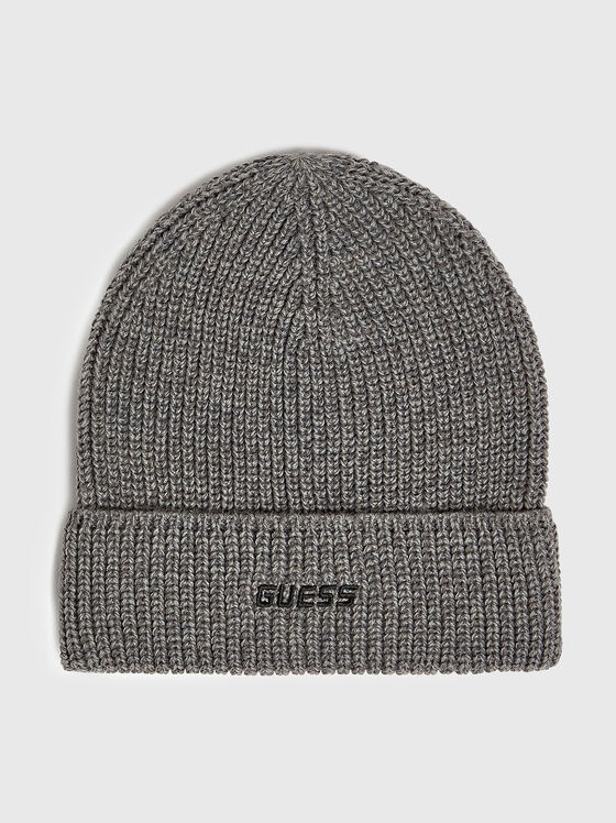 Black knitted hat with logo embroidery - 1