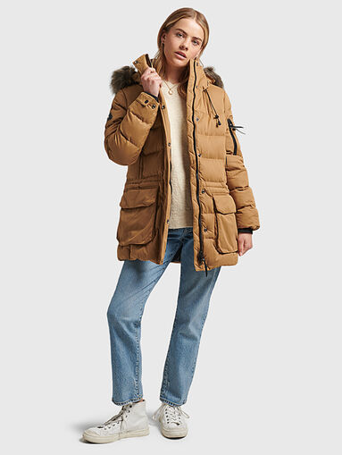 Beige parka with hood - 5