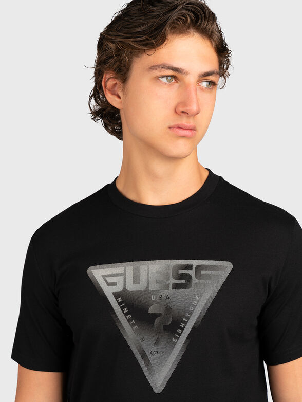 FURIO black cotton T-shirt with triangular logo - 4
