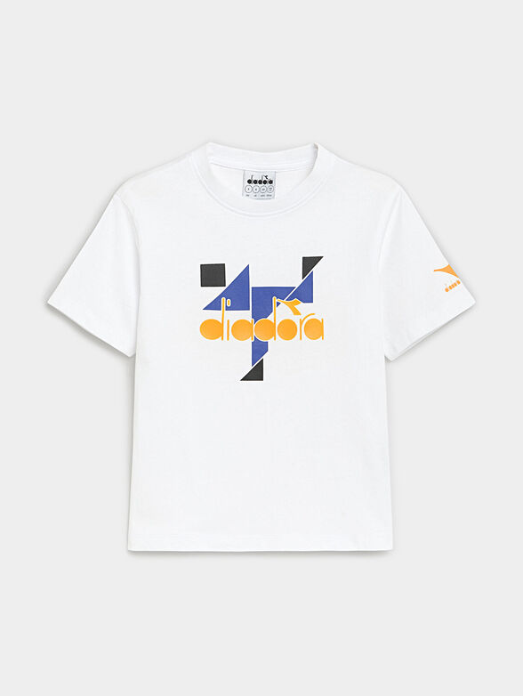 Cotton blue T-shirt with print  - 1