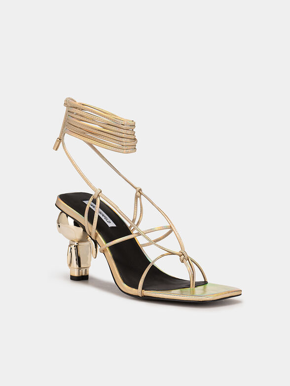 IKON HEEL gold sandals with accent heel  - 3