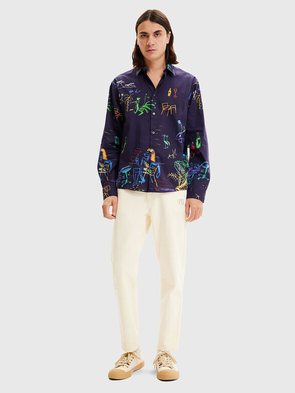 MIAMI blue shirt with contrasting print - 1