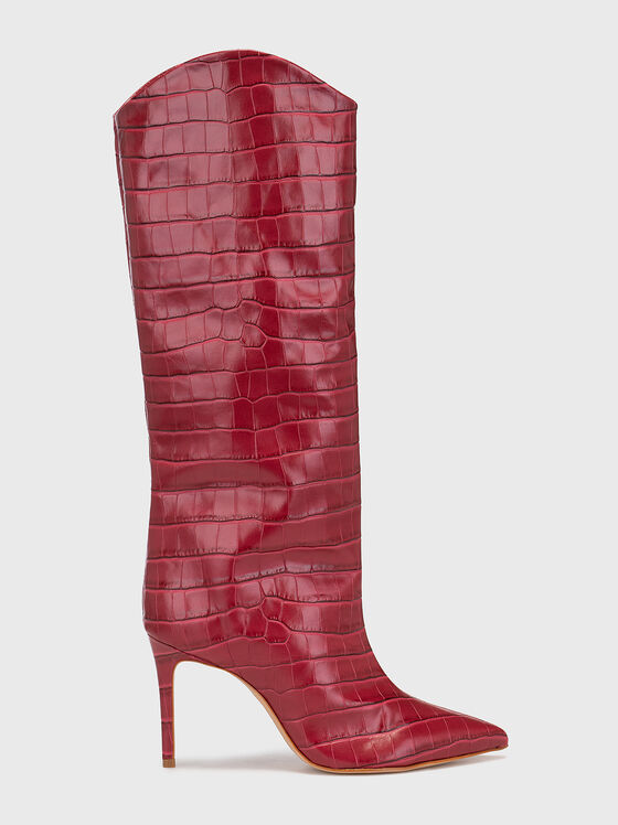 MARYANA black leather boots with croc texture - 1