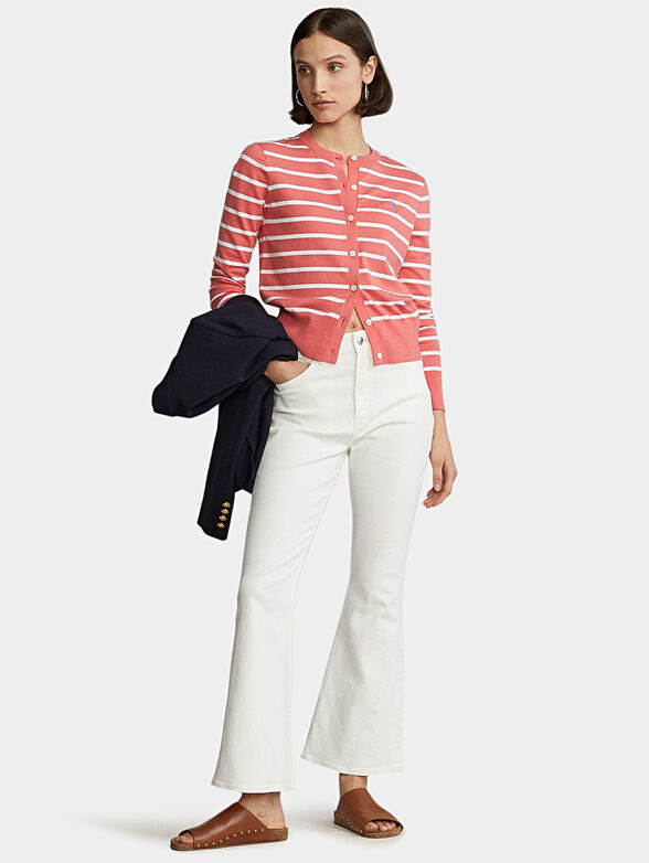 Striped cardigan with logo embroidery - 2