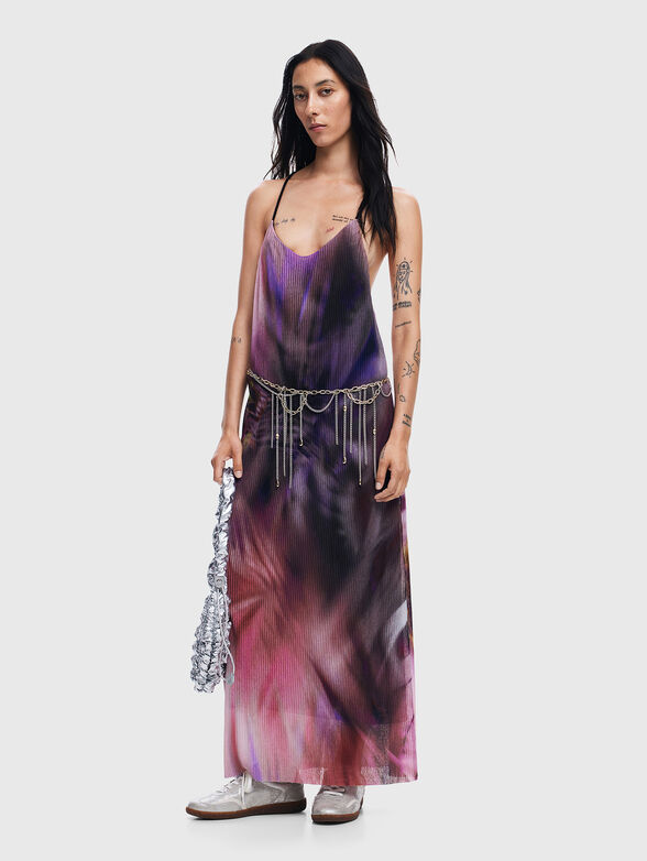 Pleated dress with floral print - 0