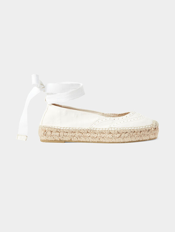 White leather espadrilles with ankle ties - 1
