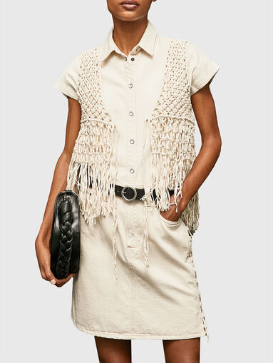 LILLY LACE denim skirt with accent ties - 4