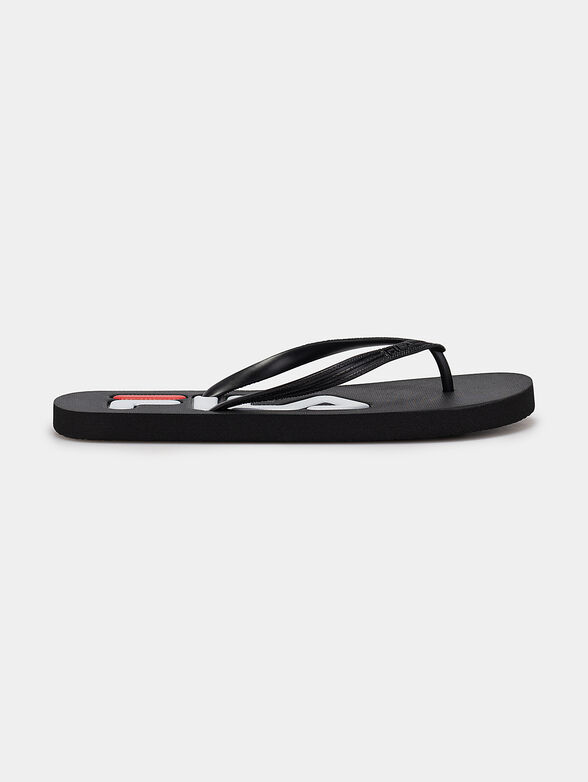 TROY black flip flops with contrasting logo - 1
