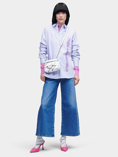 Striped shirt with maxi logo print - 5