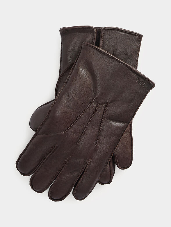 Brown leather gloves - 1