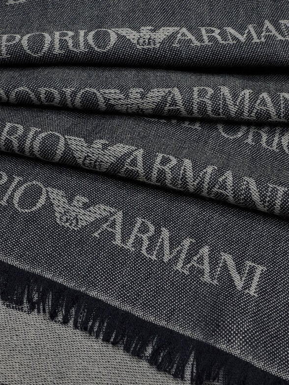 Wool blend scarf with logo - 4