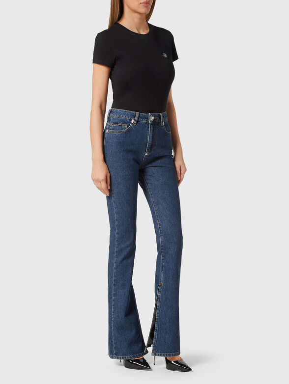 CRYSTAL SKULL high-waisted jeans - 3
