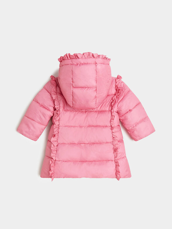 Padded jacket with hood in pink color - 2