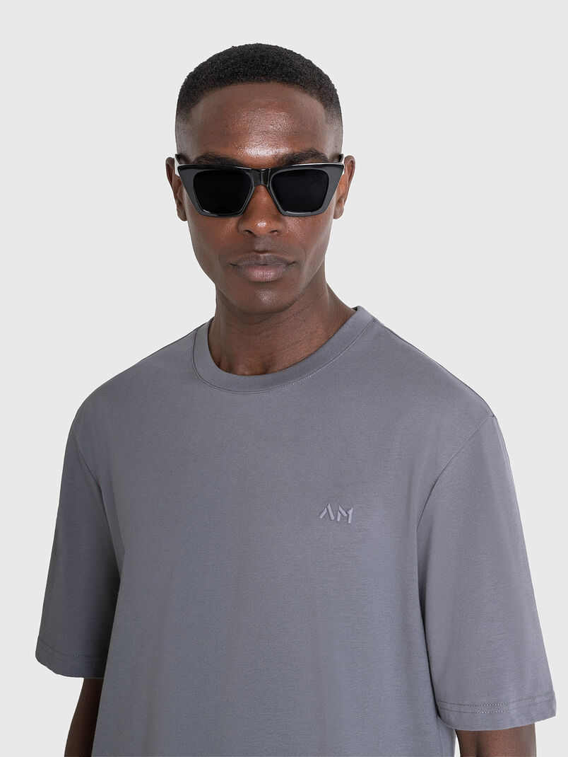 Grey T-shirt with mini logo embroidery - 2