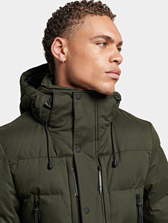 Black padded jacket with hood - 6