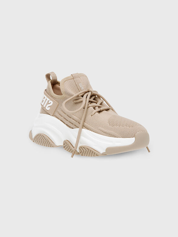Beige sneakers with contrasting logo - 2