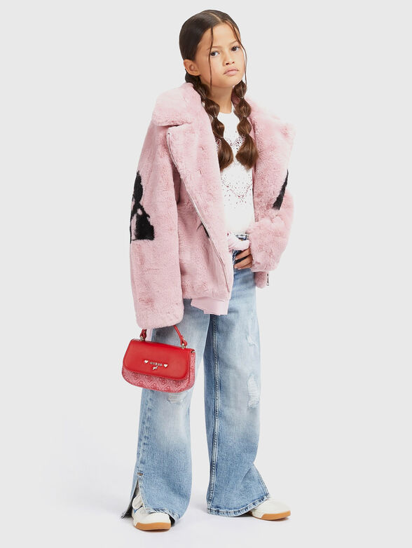 Faux fur coat with art print - 2