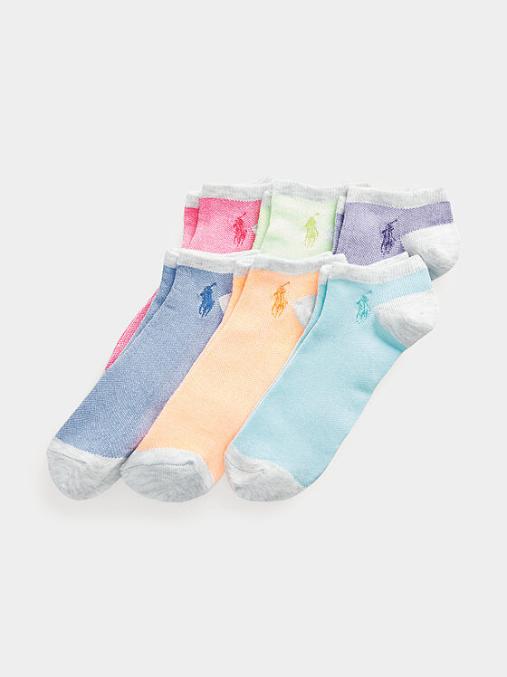 Set of six pairs of multicoloured socks with logo - 1
