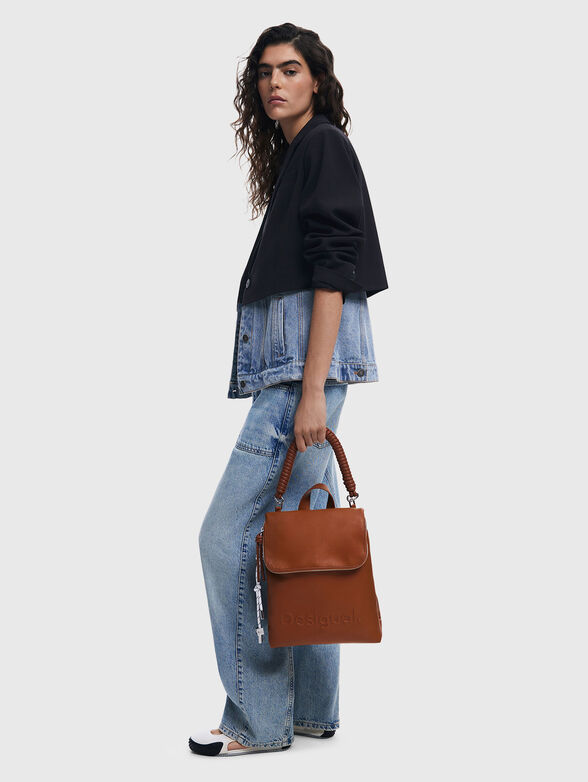 Brown backpack with maxi logo - 5