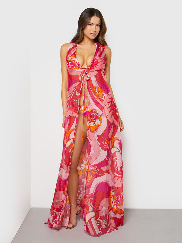 Dress with abstract print in blue colour - 1