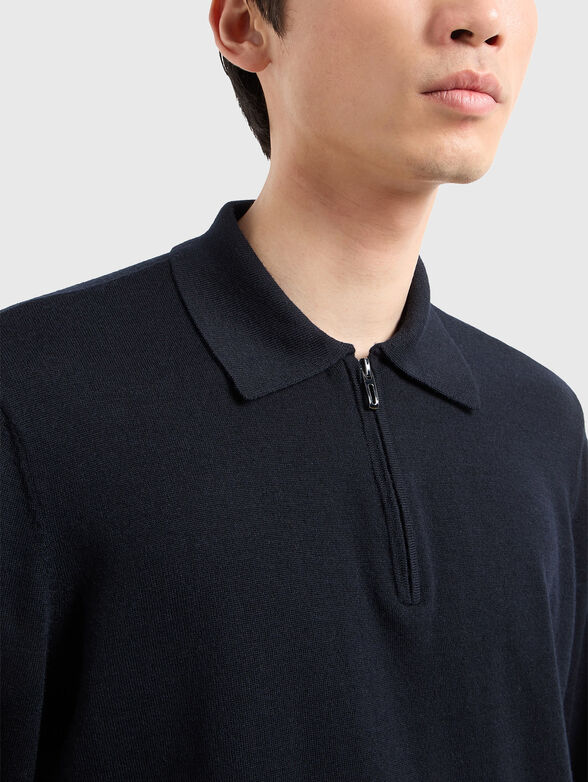 Wool sweater with polo collar - 3