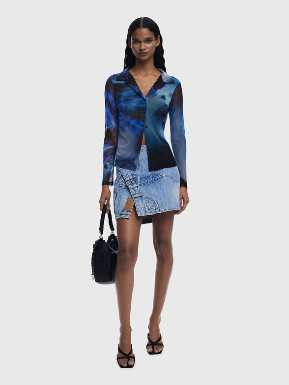Tulle shirt with abstract print - 1