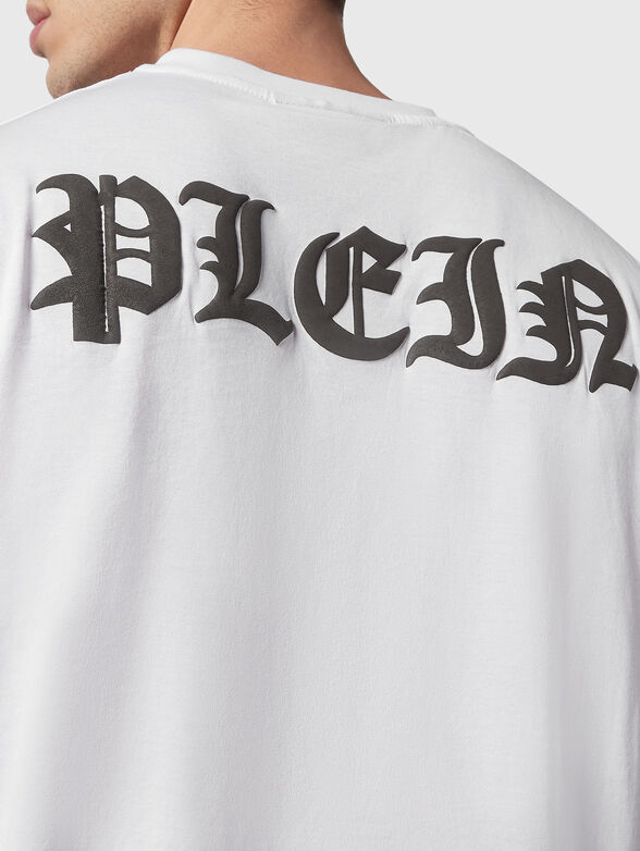 Black cotton T-shirt with a gothic logo print - 3