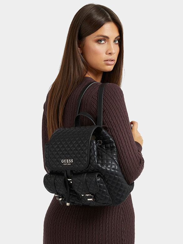 ADAM FLAP black backpack with quilted effect  - 2