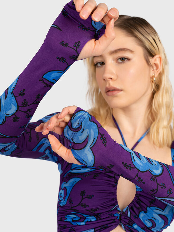 Purple dress with contrasting print - 3