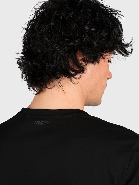 Black cotton T-shirt with pocket - 3