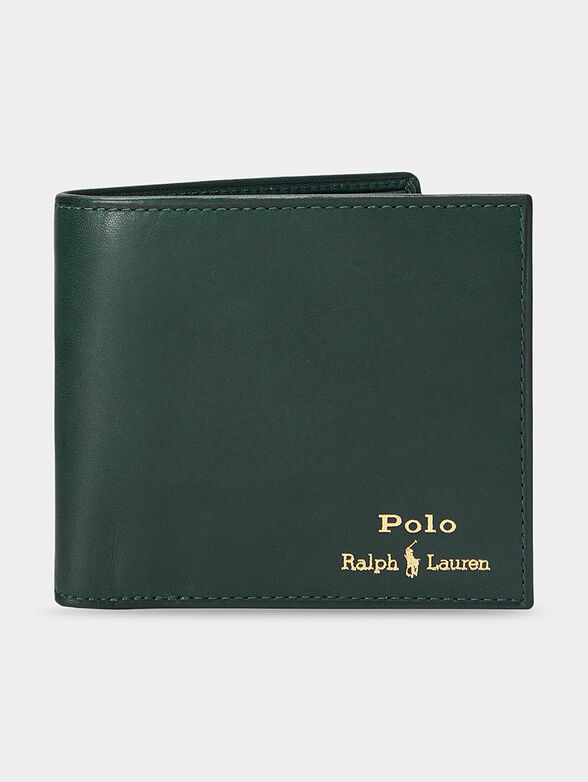 Green leather wallet with logo accent - 1