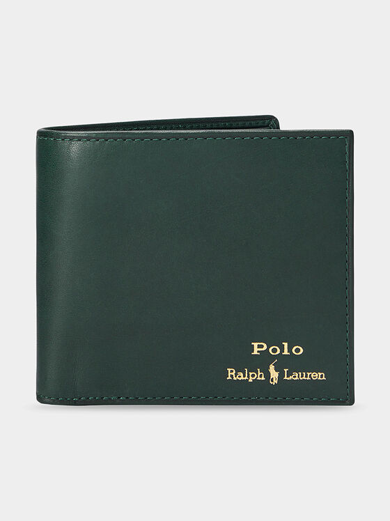 Green leather wallet with logo accent - 1