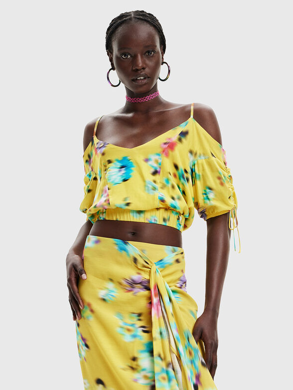 BETTY blouse with laces in yellow color - 3