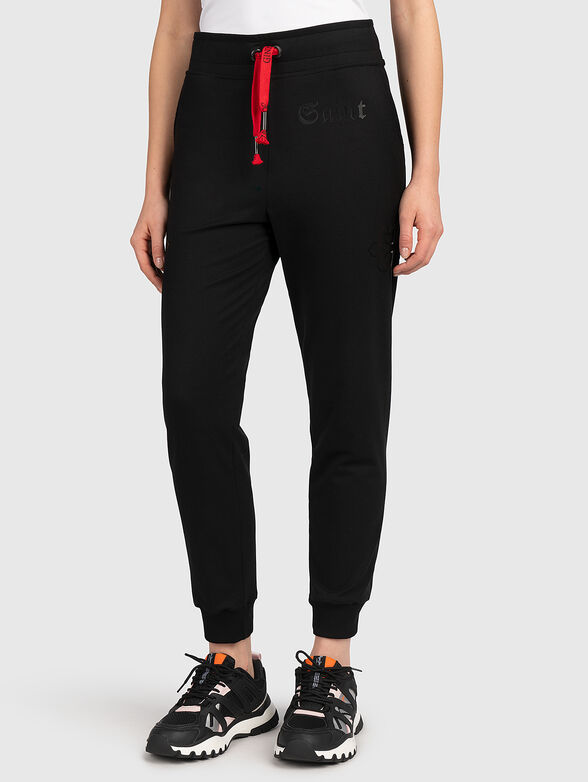 JL003 black sports trousers with print - 1