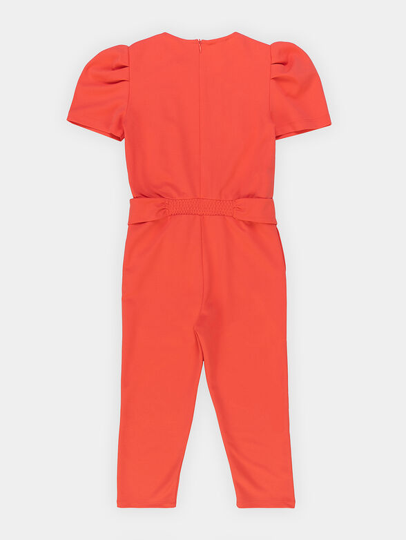 Coral jumpsuit with logo accent - 2