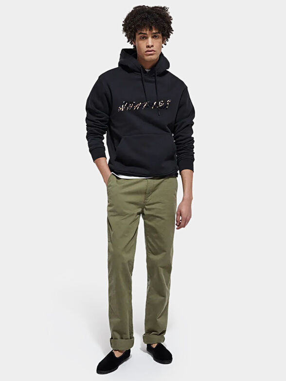 Black sweatshirt with hood and logo print - 2