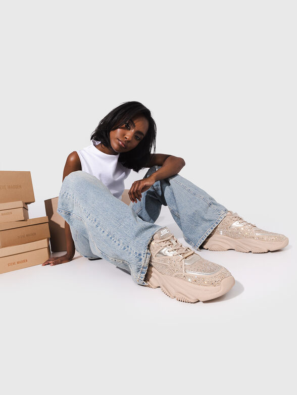 PRIVY sneakers in beige with rhinestones - 2