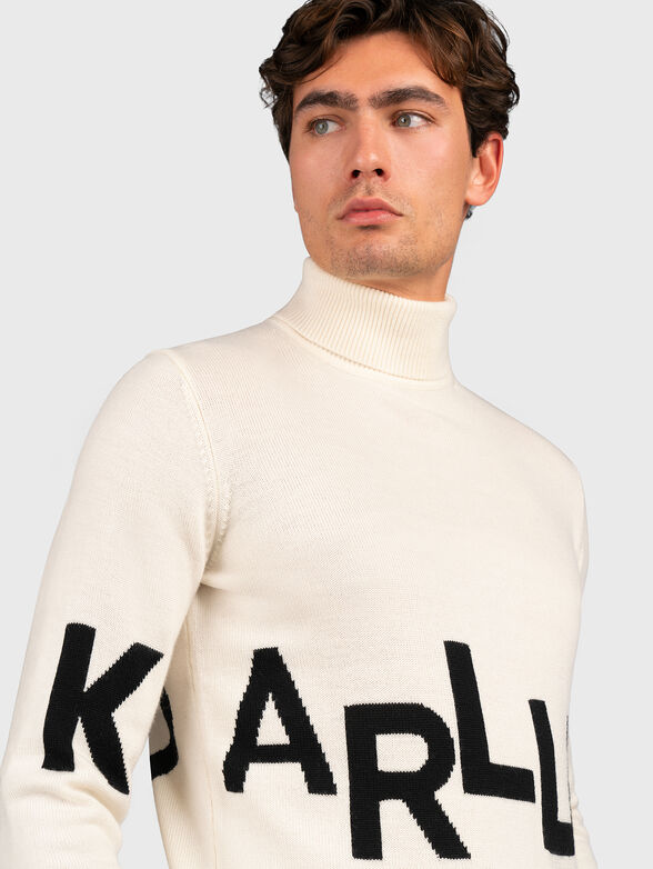Wool turtleneck sweater with logo detail - 2