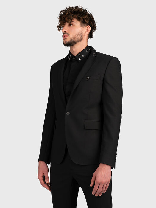 Black blazer with accent collar with eyelets