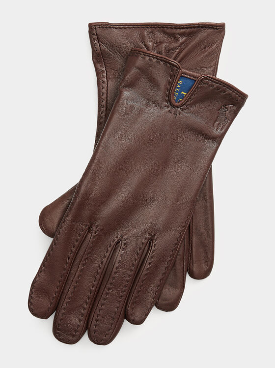Brown leather gloves - 1