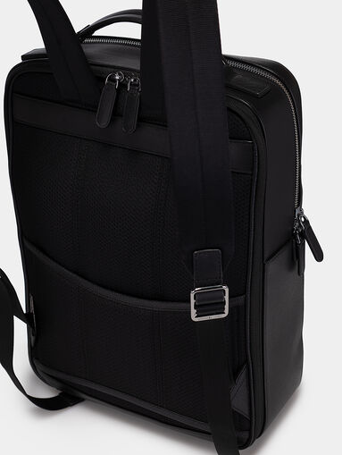 Black backpack with monogram logo print and pocket - 4