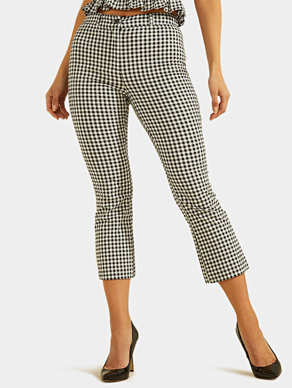 STEPH Cropped trousers with check print - 1