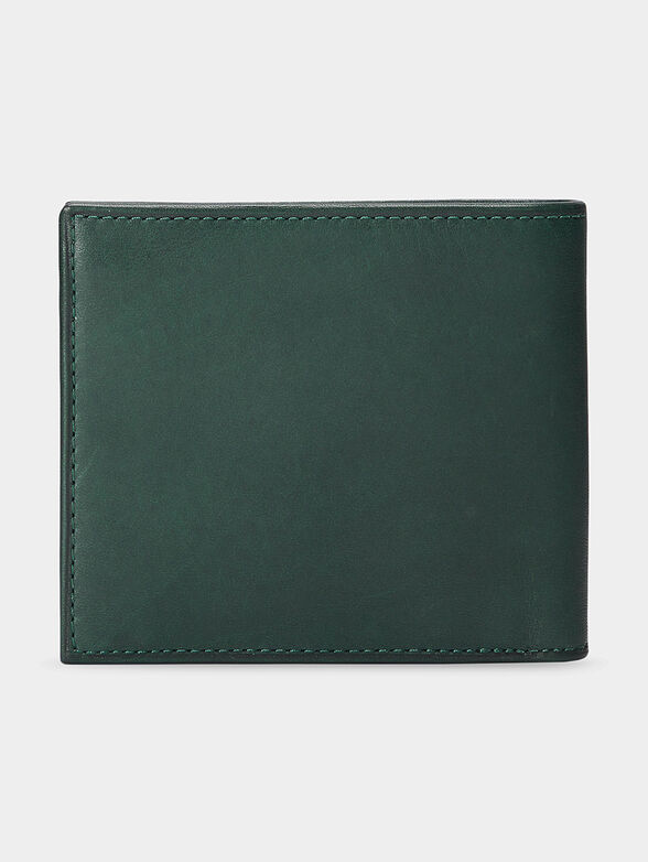 Green leather wallet with logo accent - 2