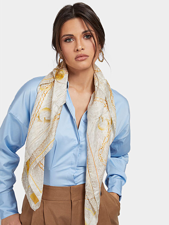 CORILY CHAIN silk scarf in blue - 2