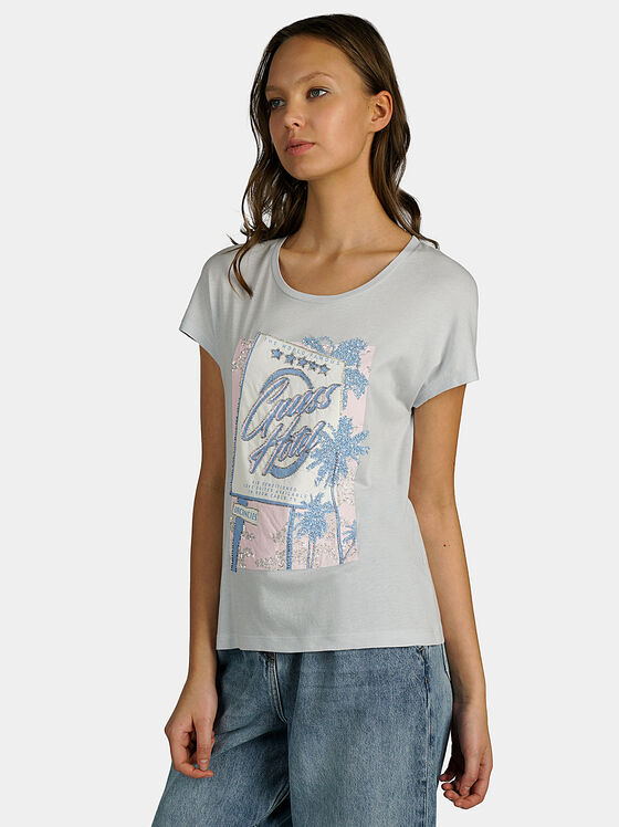 GLAMOUR Grey t-shirt with print and beads - 1