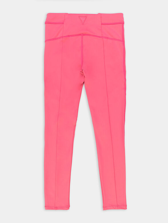 Leggings in pink color with contast logo bands - 2